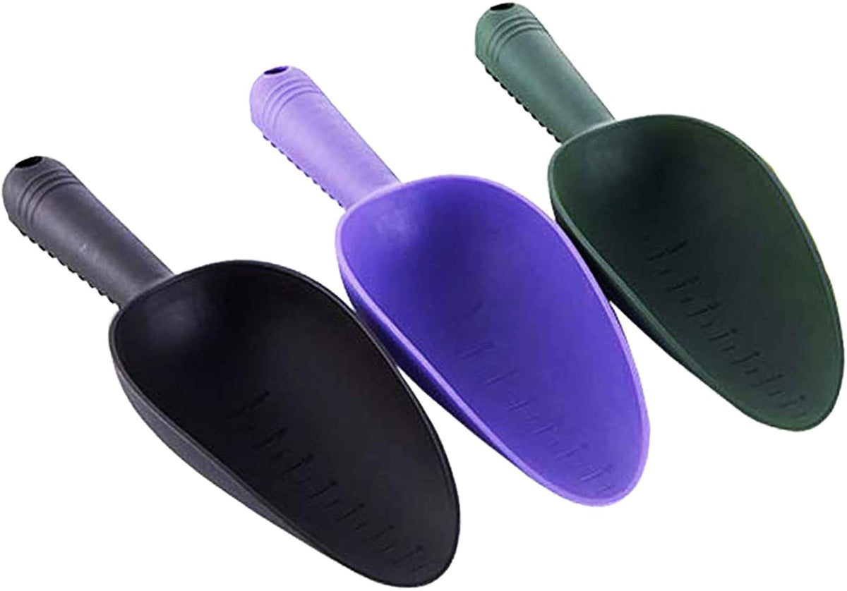 Plastic Garden Shovel Plant Hand Trowels 3 Pack Soil Planting Digging Transplanting Multi-Function Beach Sand Pet's Food Scoop Garden Tools