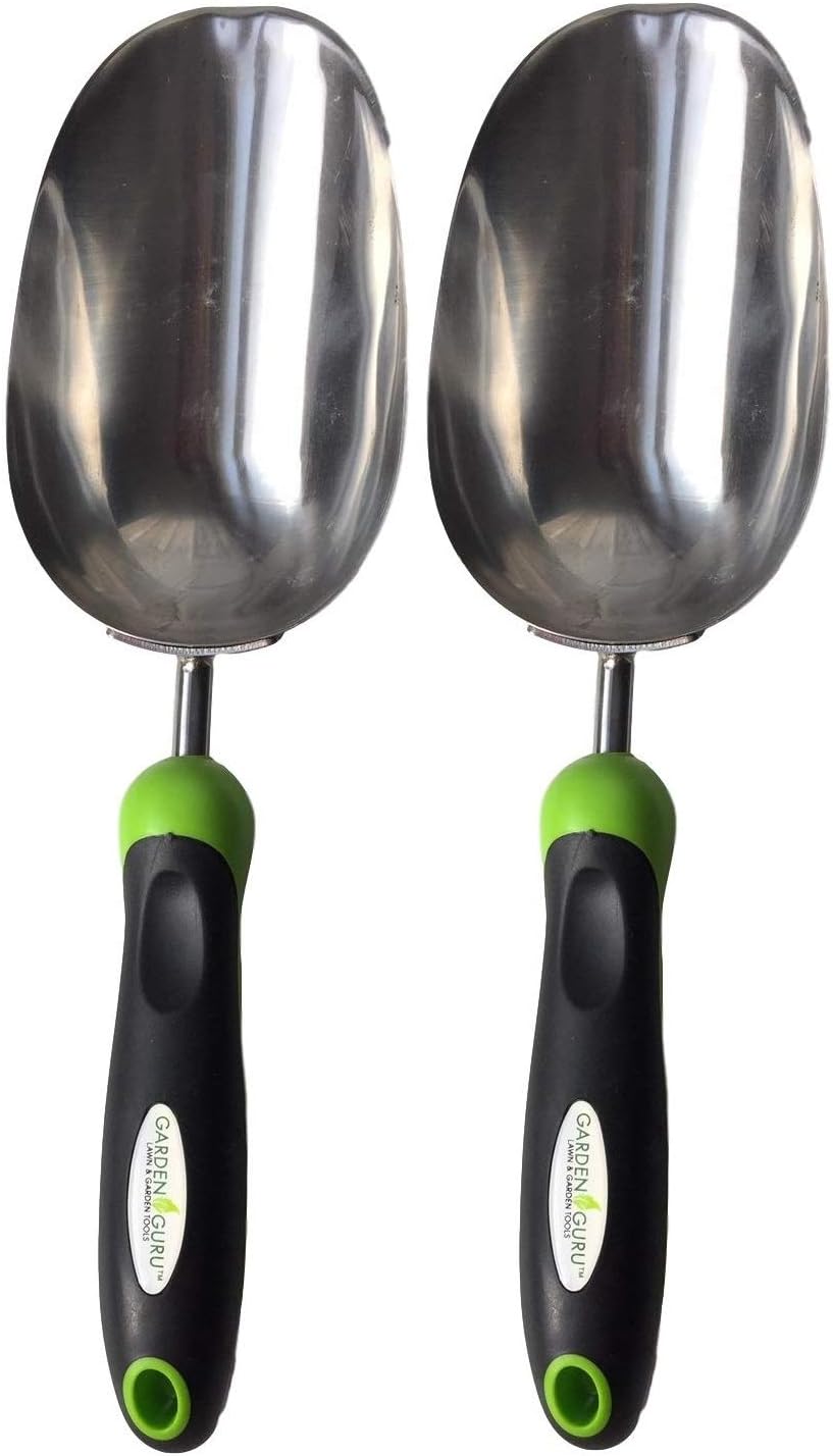 Garden Guru Super Strong Garden Scoop Trowel Shovel Transplanter - Stainless Steel - Rust Resistant - Ergonomic Grip - Perfect Hand Shovel for Gardening Transplanting and Digging