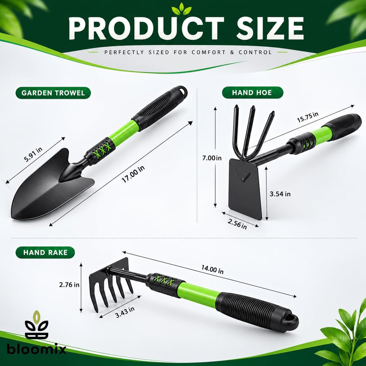 12 Pcs Gardening Tools Set - Heavy Duty Garden Tools Set with Tool Bag, Kneeling Pad, Apron & More Garden Accessories - Stainless Steel Plant Care Kit Supplies, Gardening Gifts for Women Men Black