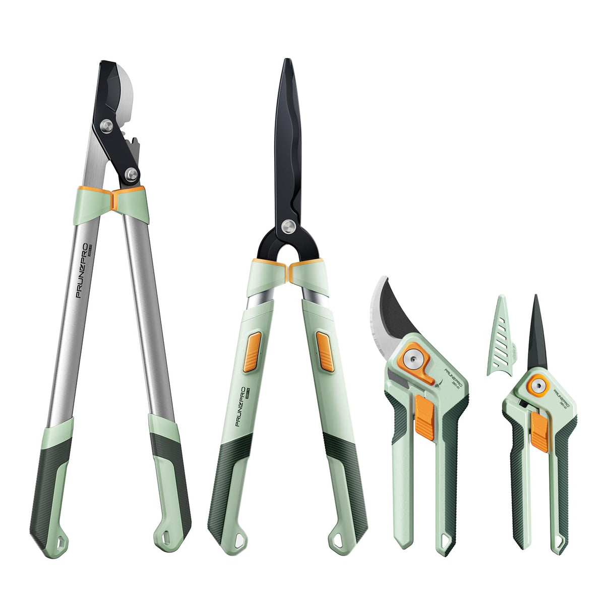 PrunePro® 3 Piece Garden Shears Set | 8" Pruning Shears 27" Lopper Extendable Hedge Shear Stainless Steel Ultra Sharp Teflon Coated Arthritis Friendly Effortlessly Prunes for Branches Bushes