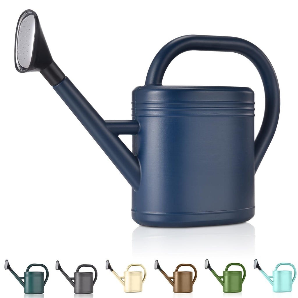 Watering Can 1 Gallon for Garden, Indoor Plants, Outdoor Plant House Flower, Large Long Spout with Sprinkler Head (Grey)