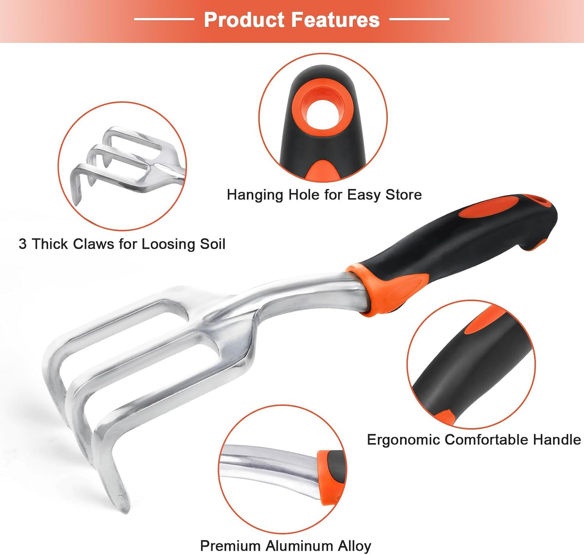 Garden Tool Set, 2 Pack Gardening Tools Set Garden Shovel and Hand Rake