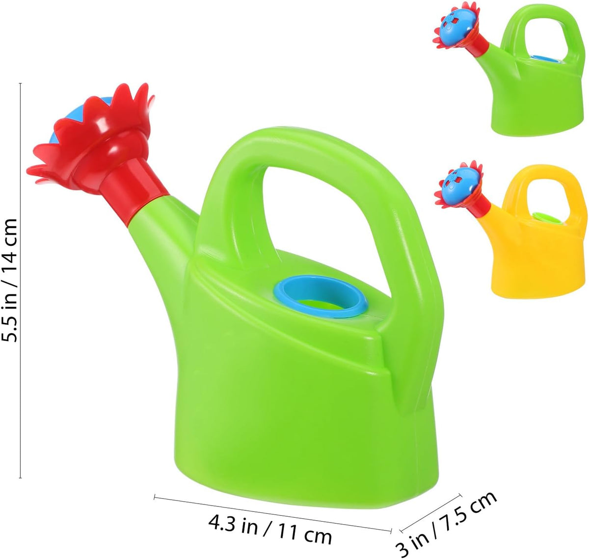 Toyvian 2pcs Kids Watering Cans for Plants, Plastic Small Flower Watering Cans, 7-inch Lightweight Mini Water Can for Outdoor Gardening, Summer Beach, and Bath Fun, Assorted Colors