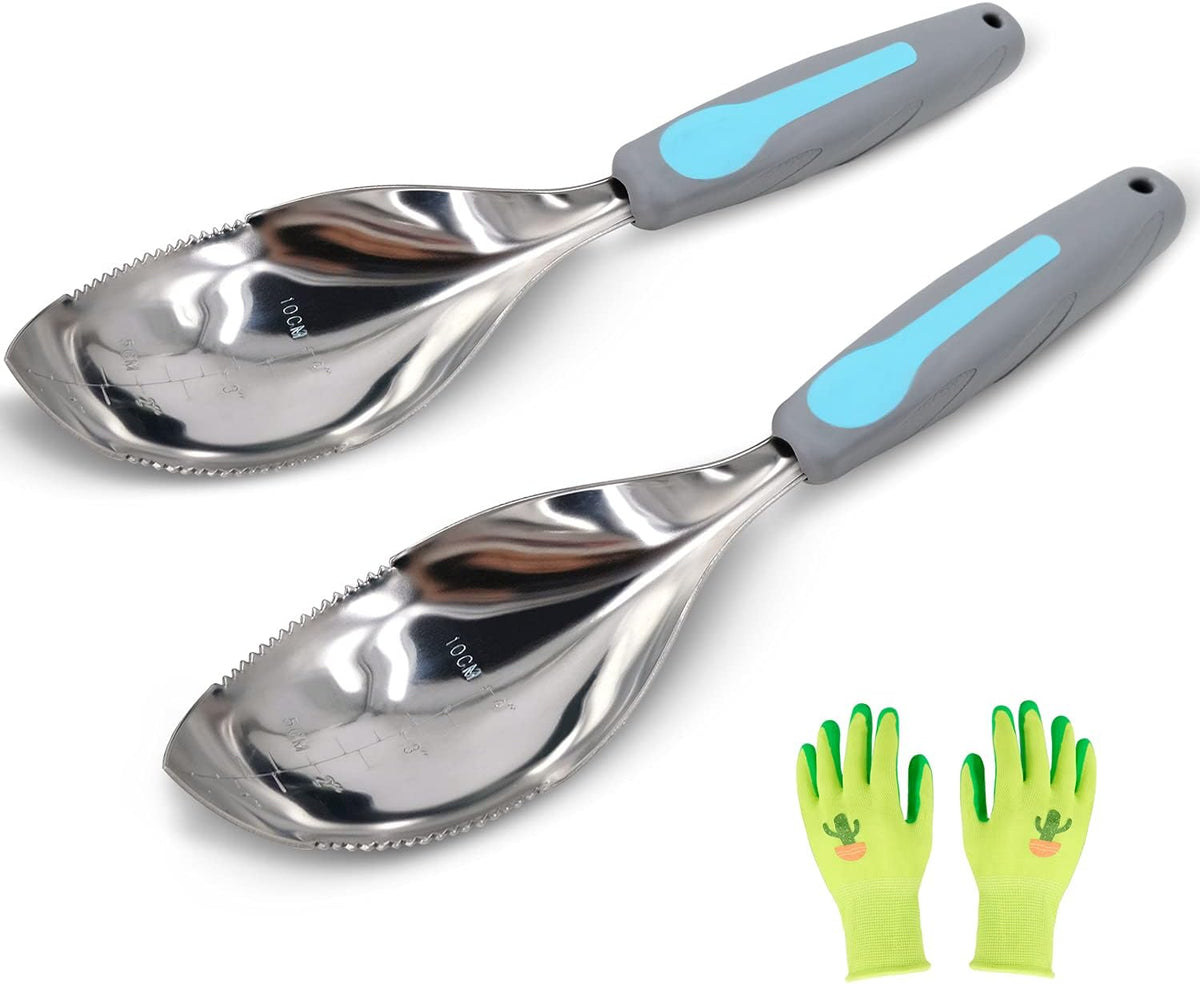 Jardineer 2 Pack Soil Scoops, Stainless Steel Garden Trowel Set