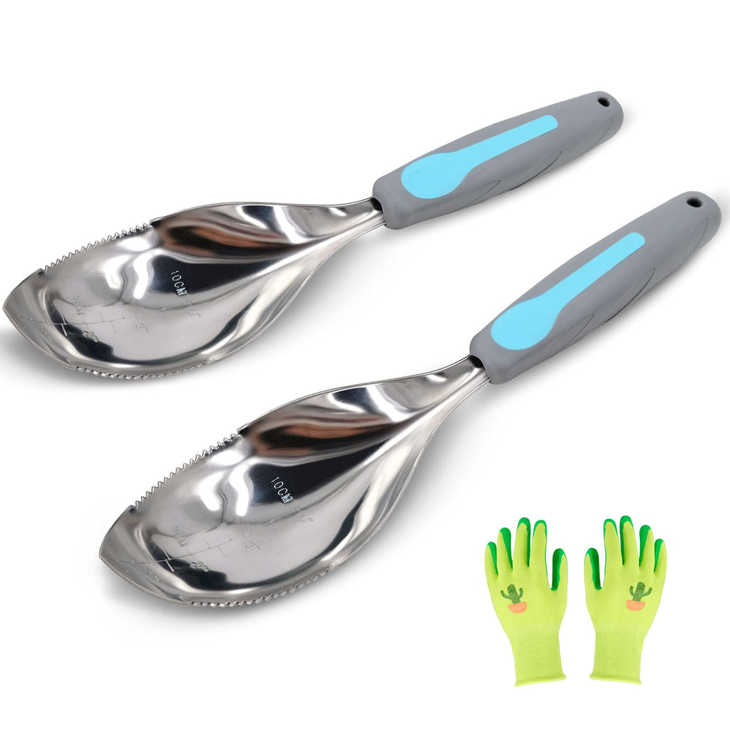 Jardineer 2 Pack Soil Scoops, Stainless Steel Garden Trowel Set