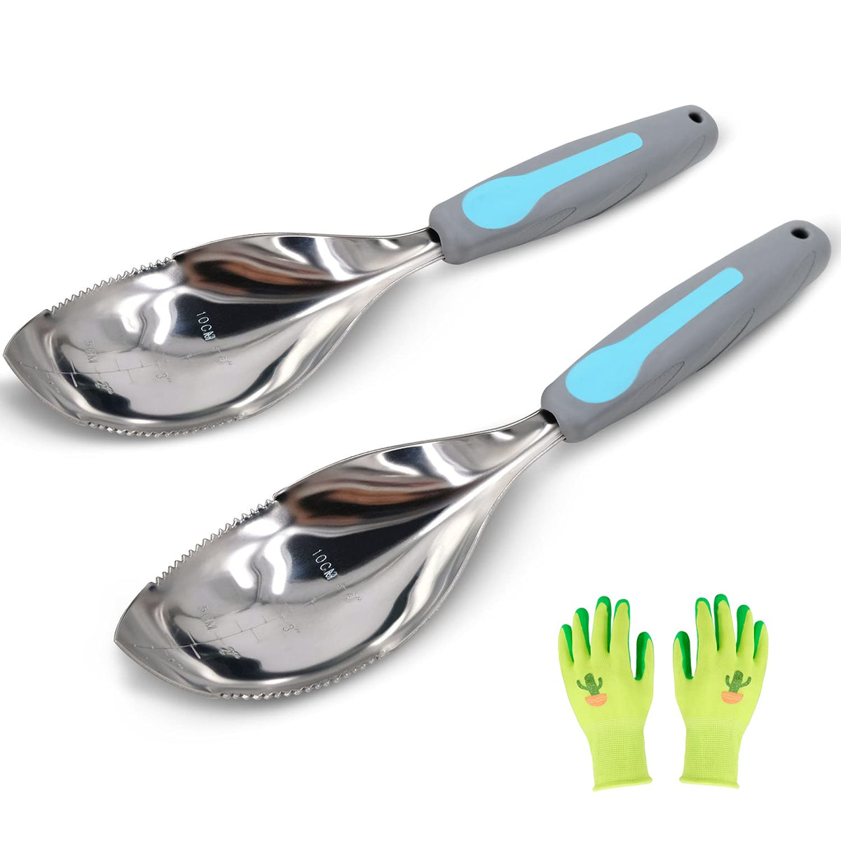 Jardineer 2 Pack Soil Scoops, Stainless Steel Garden Trowel Set
