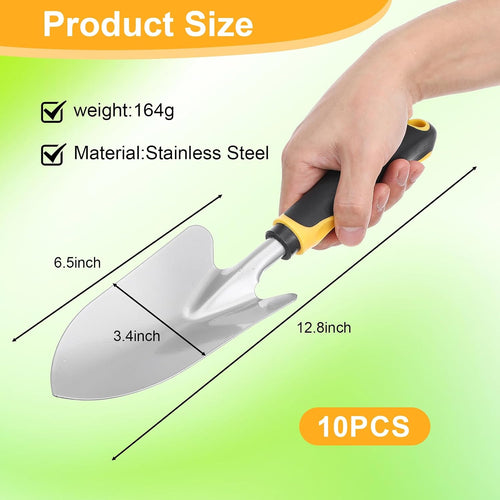 10 Pcs Garden Trowel Set Heavy Duty Garden Shovel Stainless Steel Hand Shovel with PP Rubber Handle for Digging Planting Weeding Transplanting 12.8 x 3.4 Inch