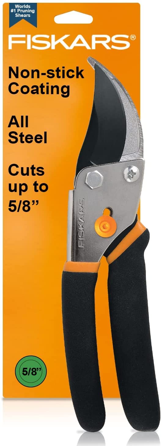 Fiskars SoftGrip Bypass Pruning Shears, 5/8” Cut Capacity Garden Clippers