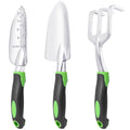 Garden Tools Set, 3 Pack Garden Shovel, Transplant Trowel, Hand Rake Green
