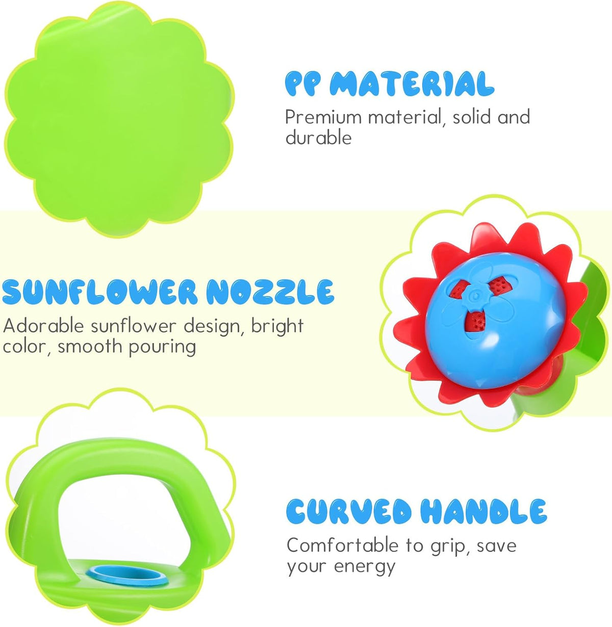 Toyvian 2pcs Kids Watering Cans for Plants, Plastic Small Flower Watering Cans, 7-inch Lightweight Mini Water Can for Outdoor Gardening, Summer Beach, and Bath Fun, Assorted Colors