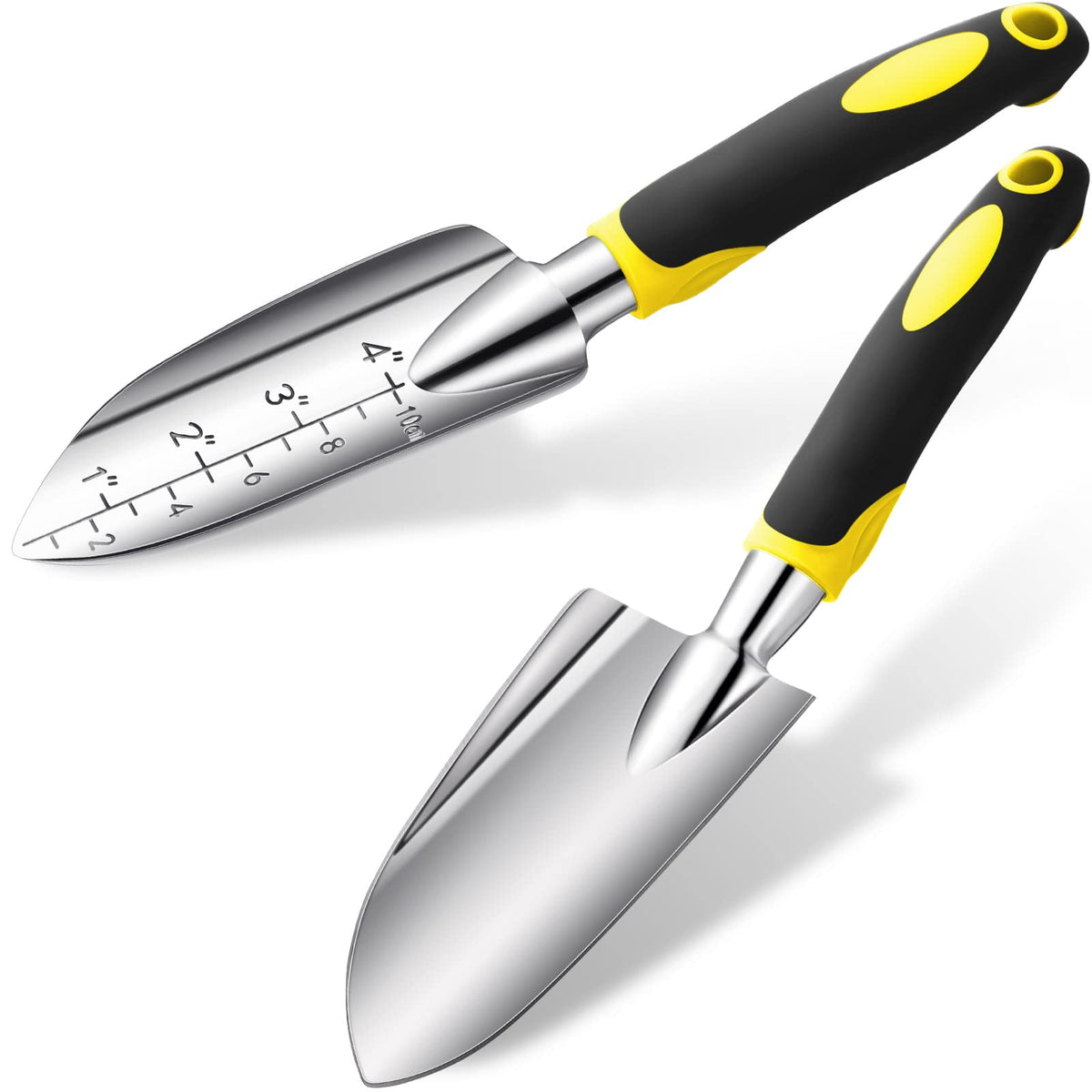 Honoson Garden Hand Trowel Transplant Trowel with Measurements Aluminum Alloy Planting Tools with Rubber Handle Small Gardening Hand Tools Shovels for Gardening Cultivating Transplanting Supplies