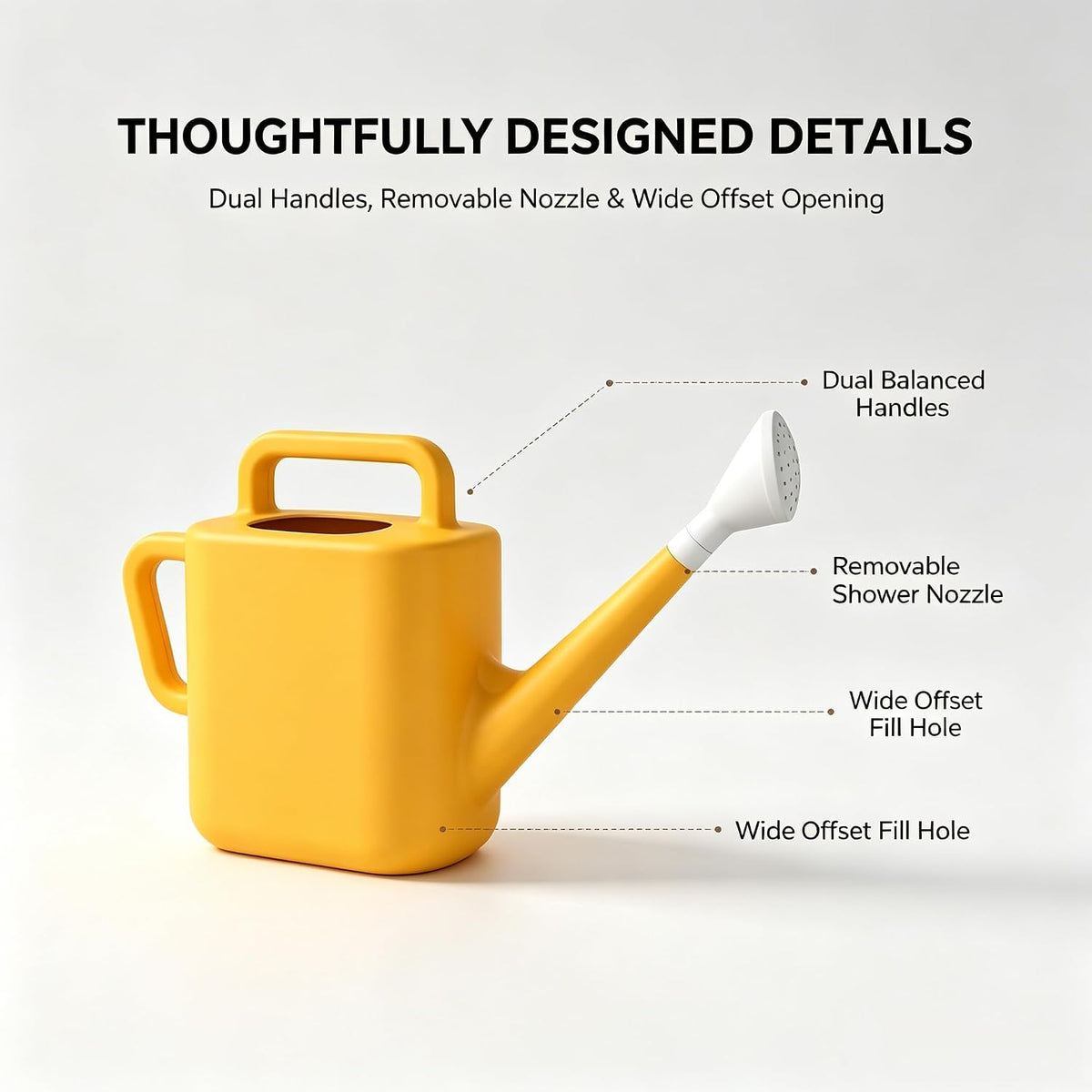 2 Gallon Resin Watering Can, Daisy Yellow Garden Water Pot with Removable Sprinkler Nozzle, Dual Handle Plant Watering Vessel for Indoor Outdoor Gardening