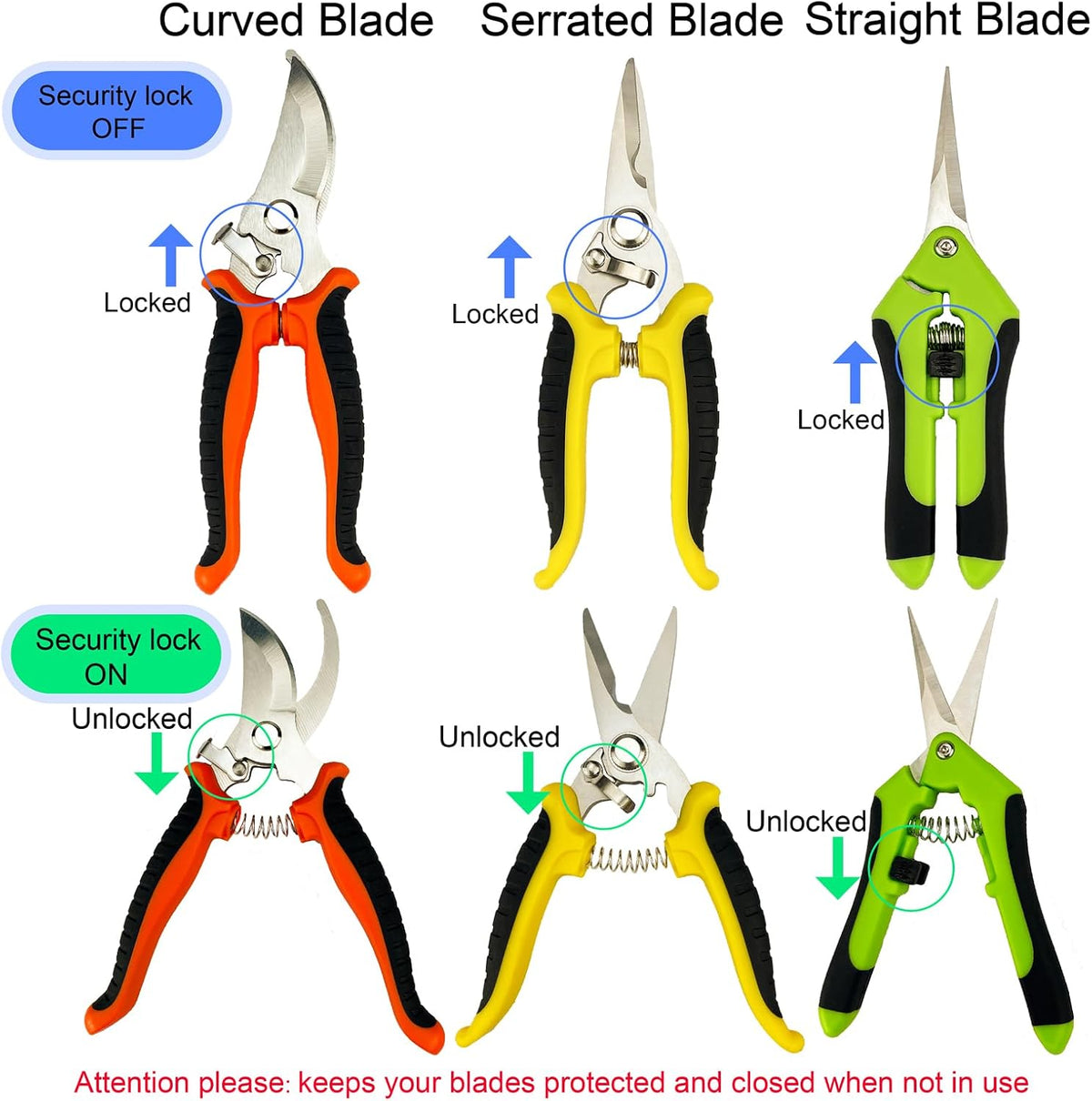 Pruning Shears, 4 Pack Garden Shears with Gardening gloves, Clippers Handheld, Stainless Steel Garden Snips, Lengnoyp Pruners for Gardening