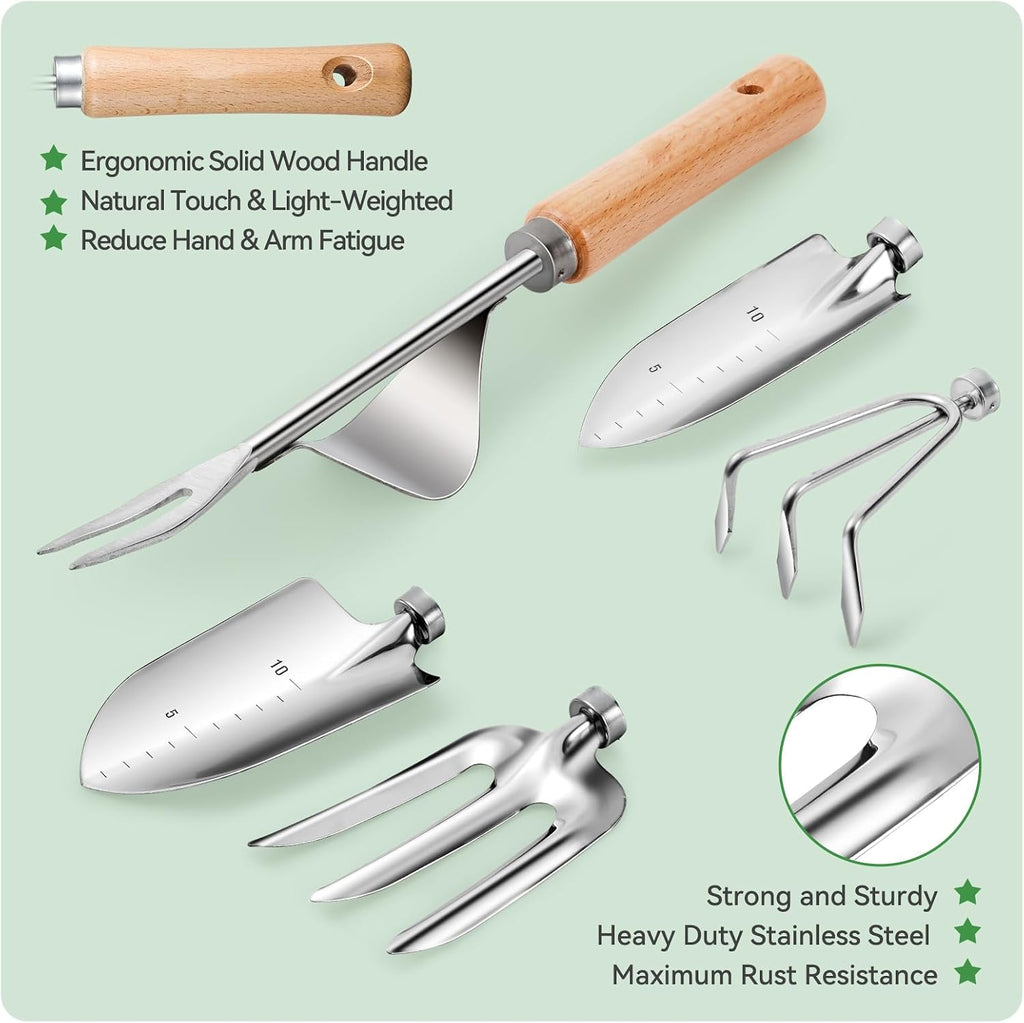 Grenebo Heavy Duty Gardening Tools with Handbag, Gardening Gifts for Women