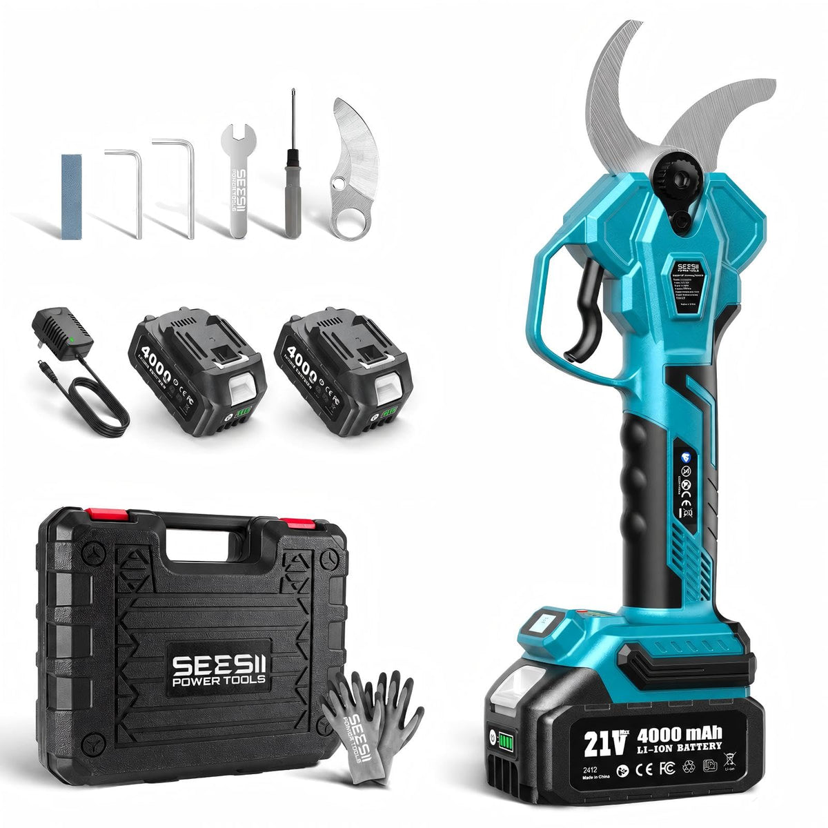 SEESII Electric Pruning Shears, 1.4" Cutting Cordless Pruner for Gardening