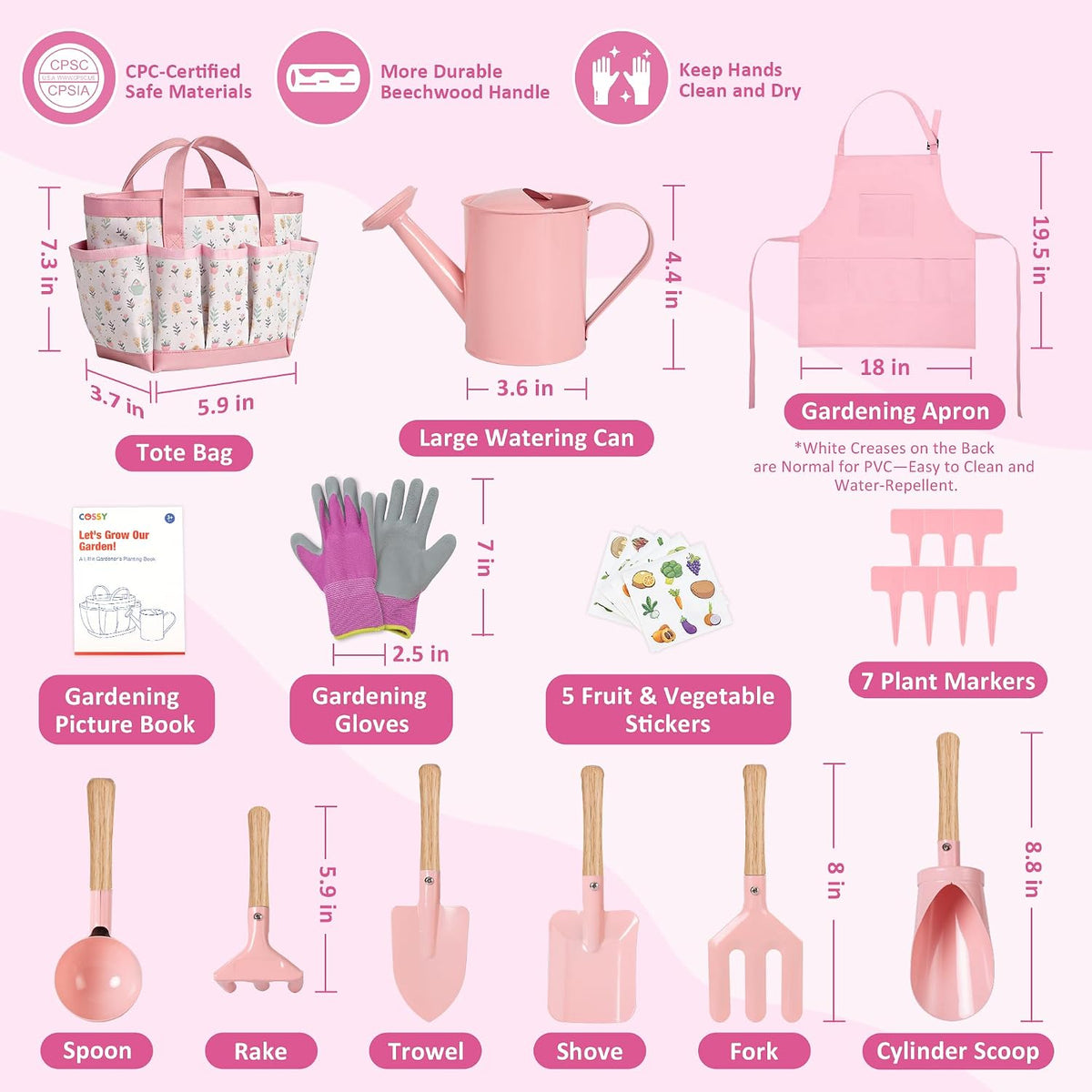 Cossy 13 PCS Kids Gardening Set,Garden Tool Kit for Kids and Toddlers