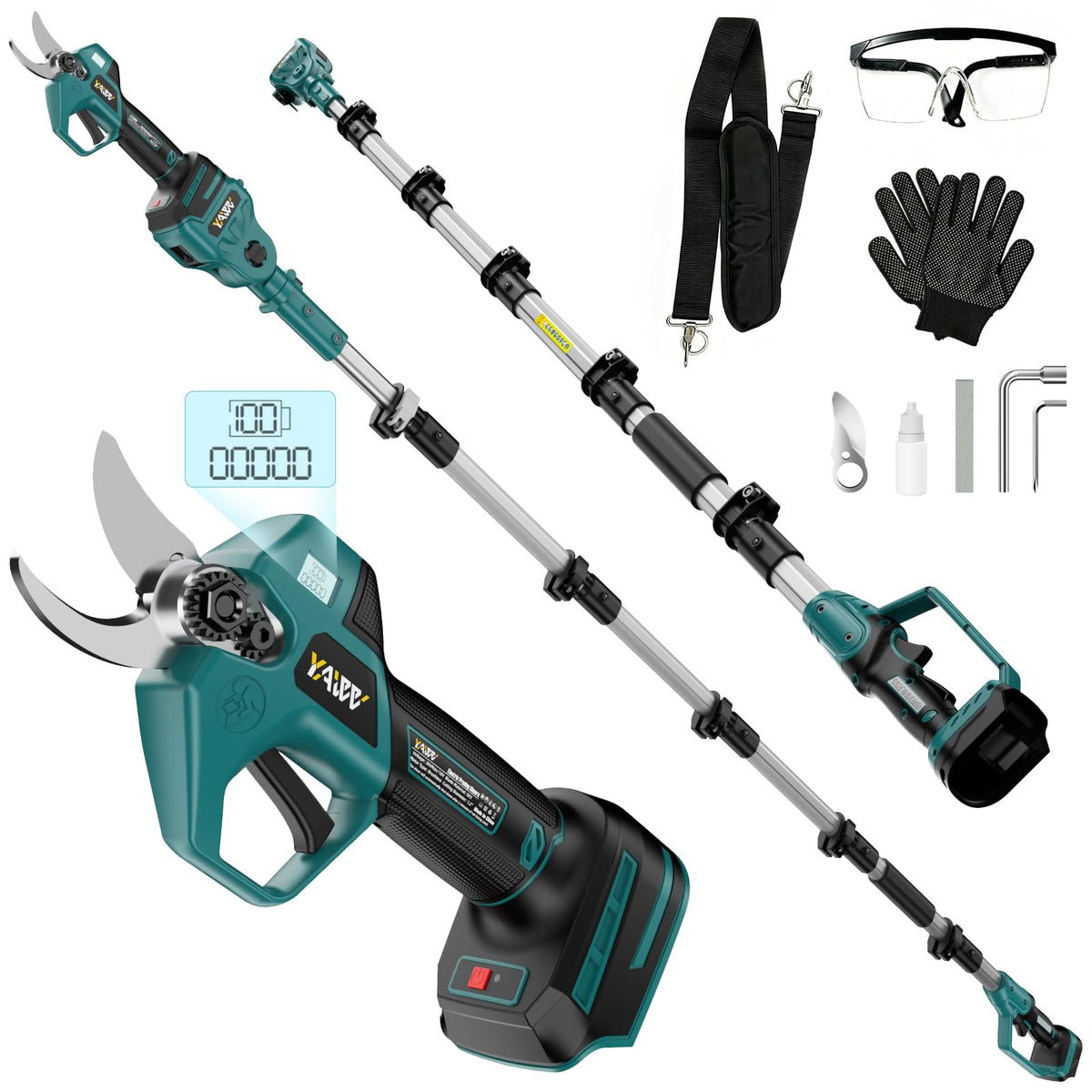 2-In-1 Electric Pruning Shears Set Compatible with Dewalt 20V Battery, 6.9FT Adjustable Pole Pruner with 1.2" Cut Brushless Electric Branch Cutter for Gardening & Tree Trimmer (No Battery)