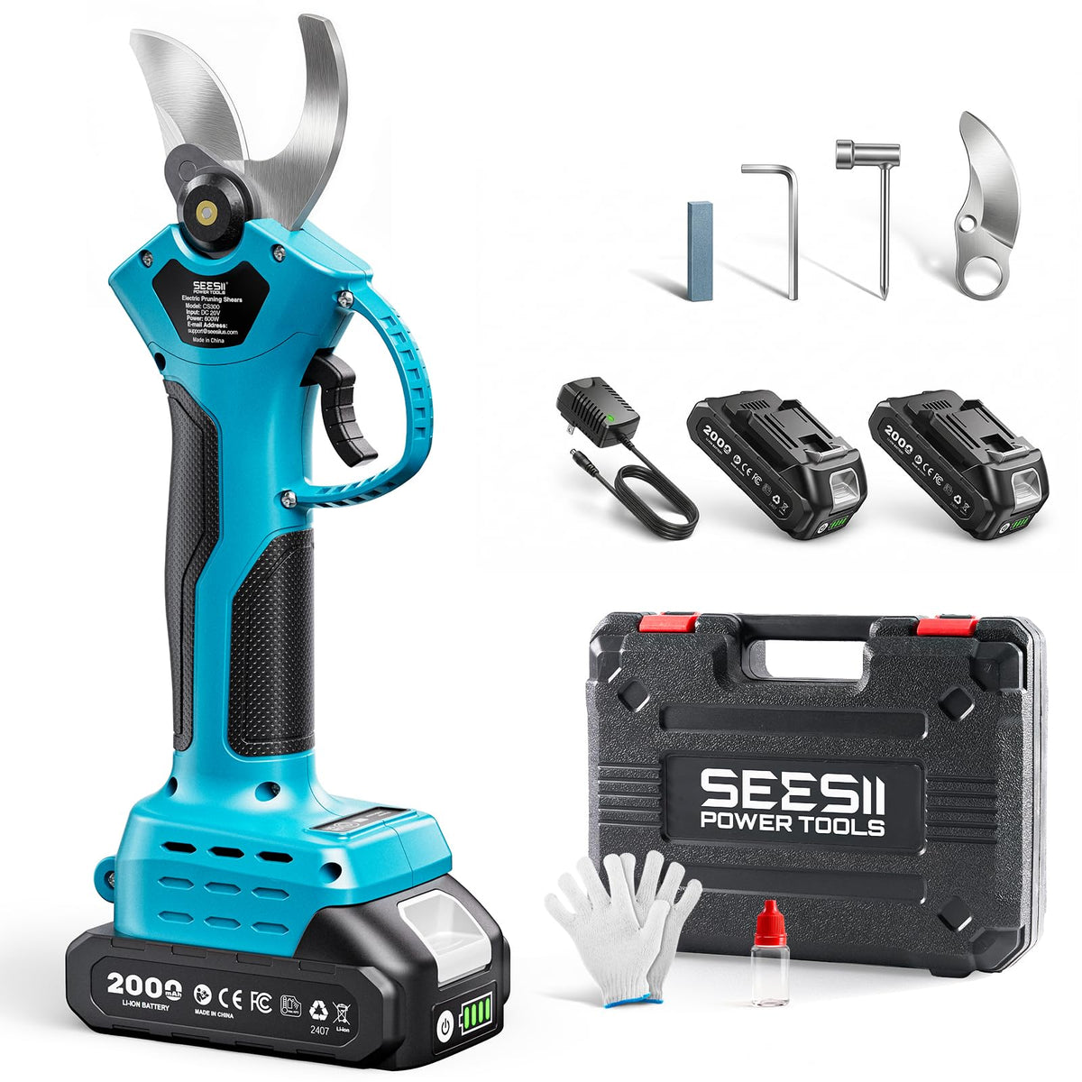 SEESII Electric Pruning Shears, 1.4" Cutting Cordless Pruner for Gardening