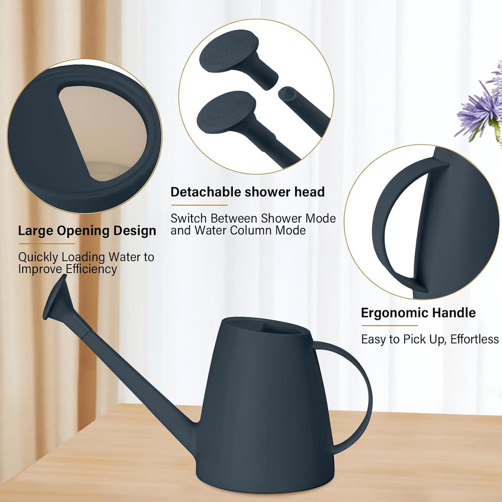 Watering Can - for Indoor and Outdoor House Plant Garden - with Long Spout - 1/2 Gallon - Grey