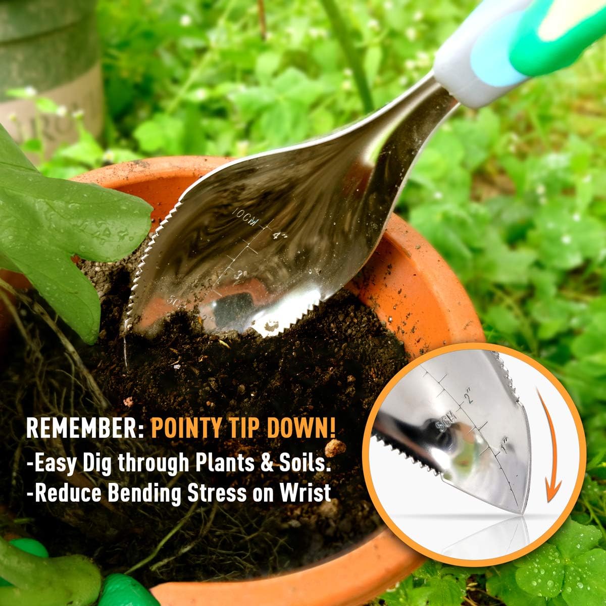 Jardineer 2 Pack Soil Scoops, Stainless Steel Garden Trowel Set