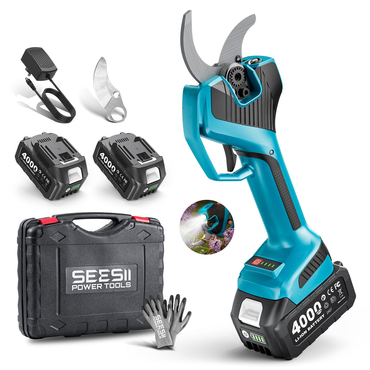 SEESII 2-in-1 Pole Electric Pruning Shears, 2.2" Cut Cordless Pole Pruner