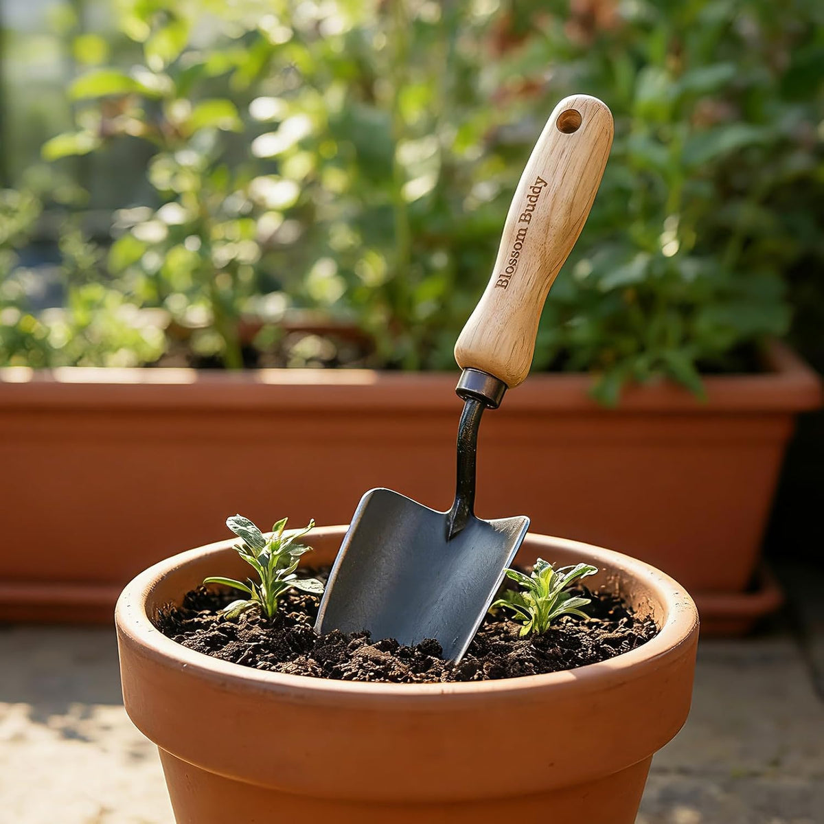 Garden Hand Trowel, Stainless Steel Planting Shovel with Wooden Handle