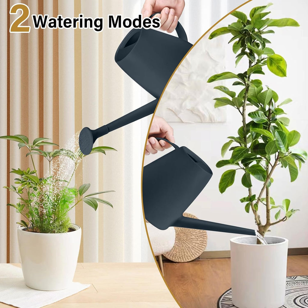 Watering Can - for Indoor and Outdoor House Plant Garden - with Long Spout - 1/2 Gallon - Grey