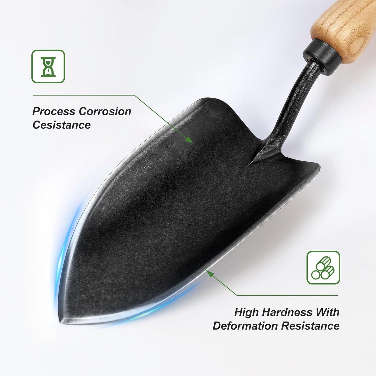 Garden Hand Trowel, Stainless Steel Planting Shovel with Wooden Handle