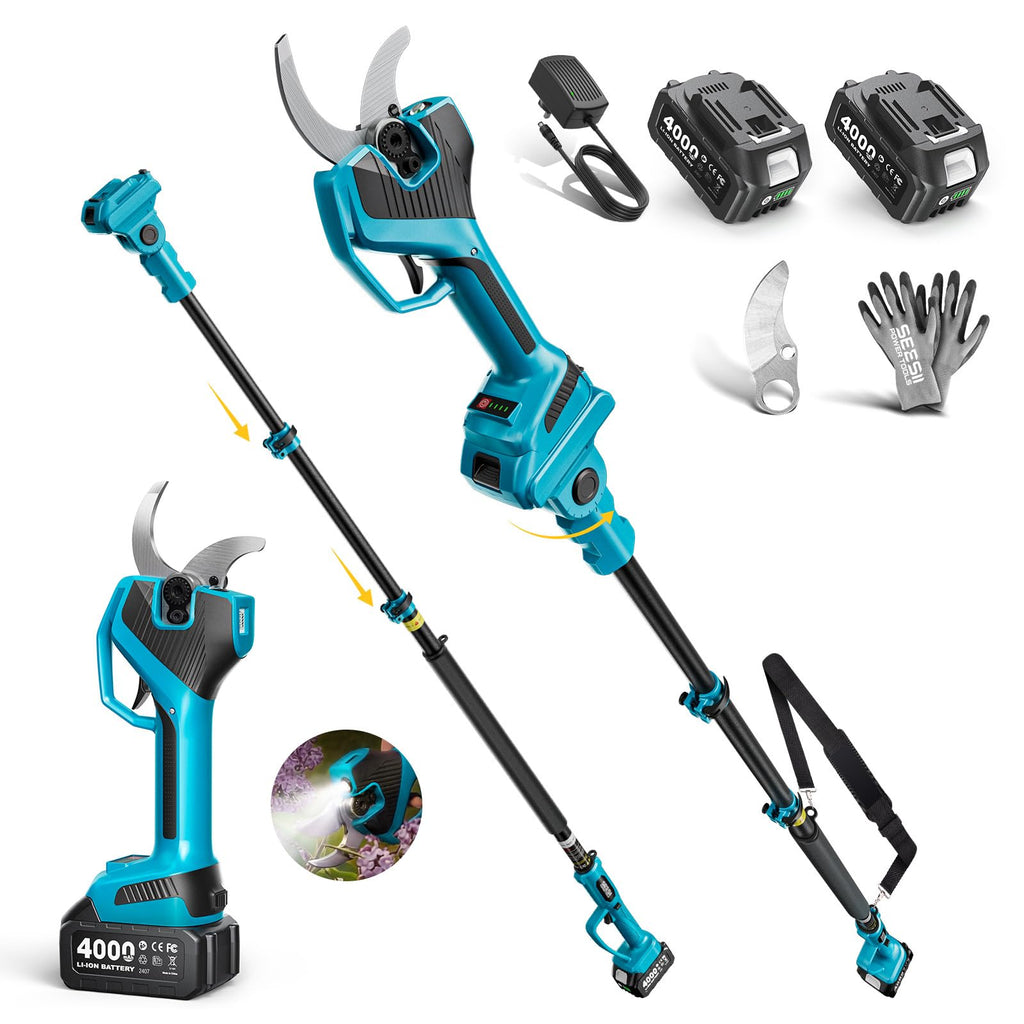 SEESII 2-in-1 Pole Electric Pruning Shears, 2.2" Cut Cordless Pole Pruner