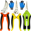 Pruning Shears, 4 Pack Garden Shears with Gardening gloves, Clippers Handheld, Stainless Steel Garden Snips, Lengnoyp Pruners for Gardening