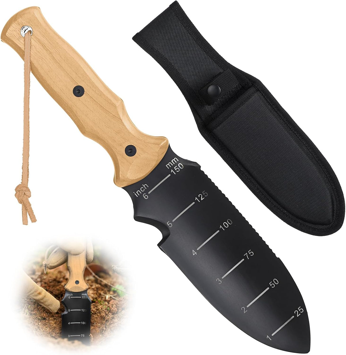 Garden Tools Trowel with EDC Sheath, 7" Garden Knife, Gifts for Women Mom