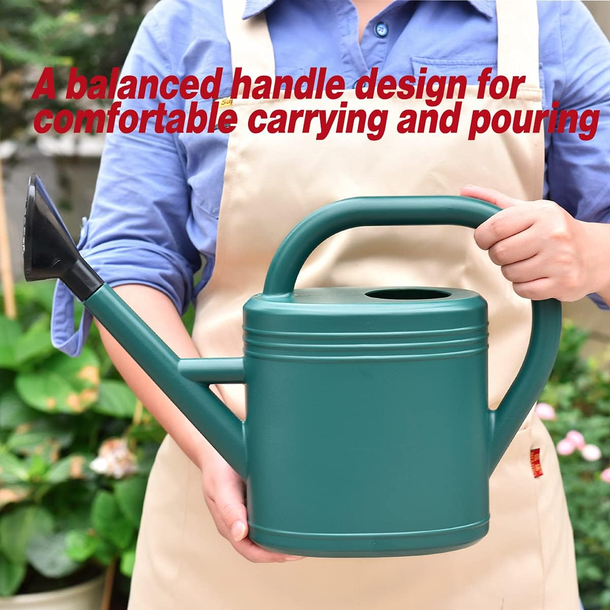 Watering Can 1 Gallon for Indoor Plants, Garden Watering Cans Outdoor Plant House Flower, Gallon Watering Can Large Long Spout with Sprinkler Head (Green)