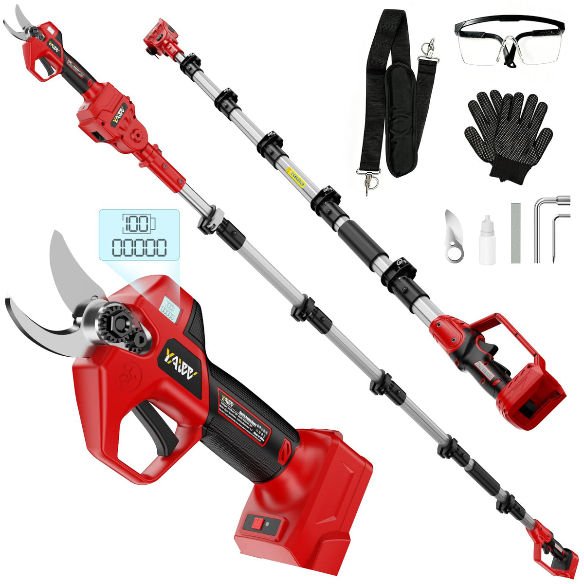 2-In-1 Electric Pruning Shears Set Compatible with Dewalt 20V Battery, 6.9FT Adjustable Pole Pruner with 1.2" Cut Brushless Electric Branch Cutter for Gardening & Tree Trimmer (No Battery)