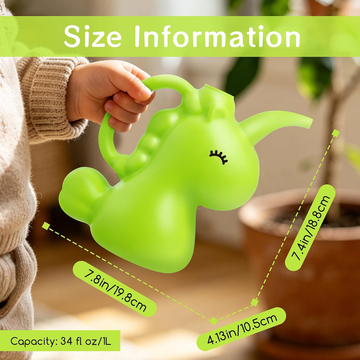 XXXFLOWER Small Watering Can for Indoor Plants 1/4 Gallon 1L Green