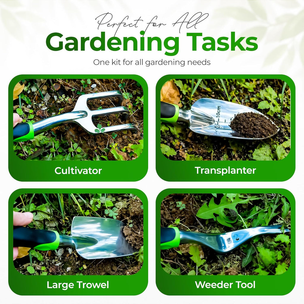 Garden Tools Set 8 PCS Heavy Duty Stainless Steel Gardening Tools