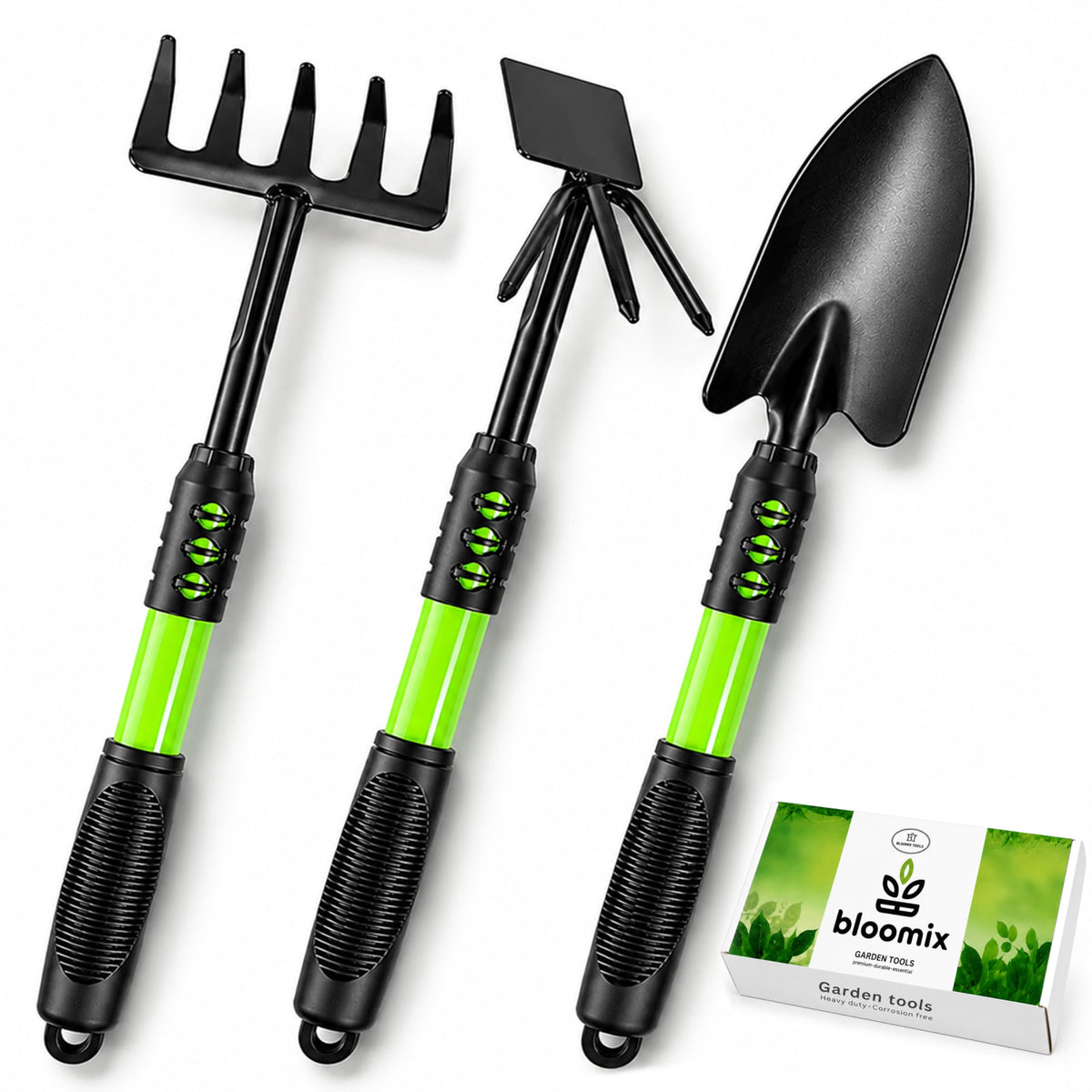 12 Pcs Gardening Tools Set - Heavy Duty Garden Tools Set with Tool Bag, Kneeling Pad, Apron & More Garden Accessories - Stainless Steel Plant Care Kit Supplies, Gardening Gifts for Women Men Black