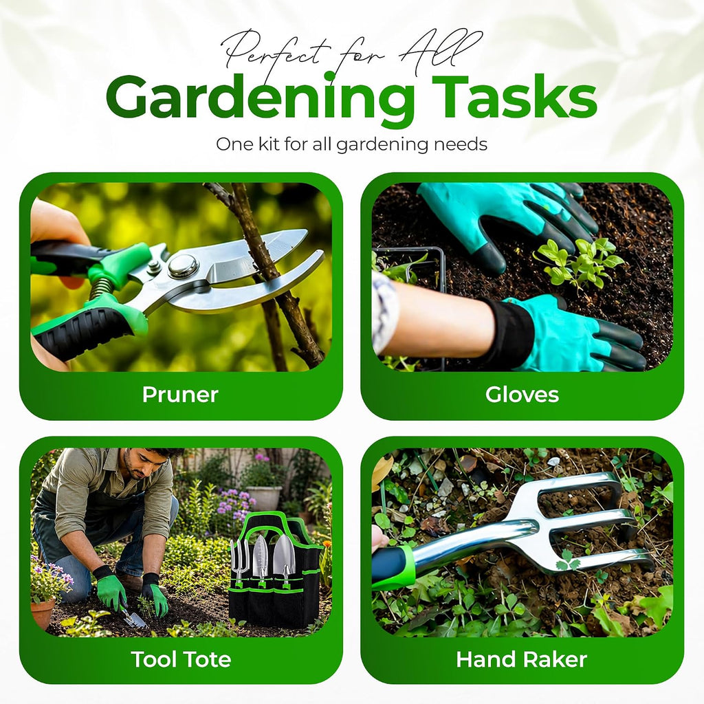 Garden Tools Set 8 PCS Heavy Duty Stainless Steel Gardening Tools