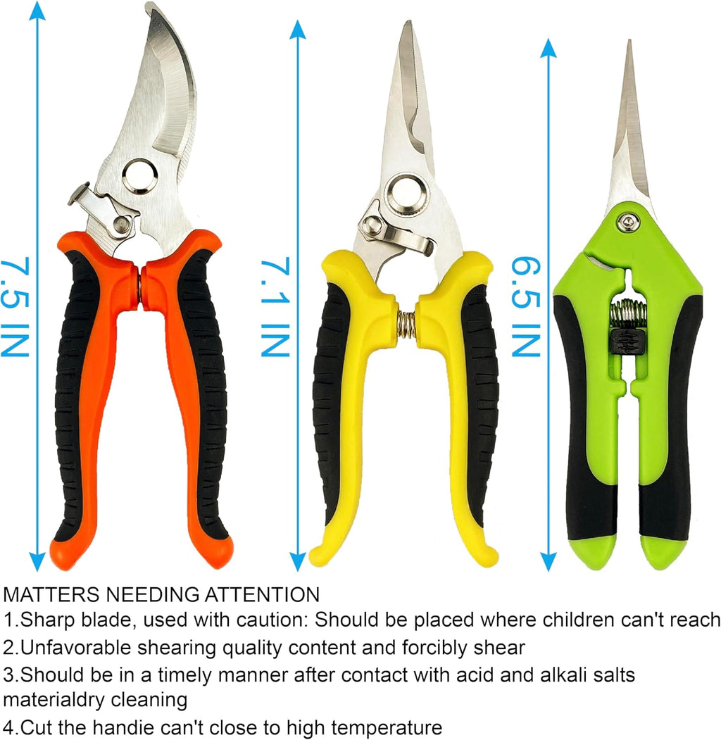 Pruning Shears, 4 Pack Garden Shears with Gardening gloves, Clippers Handheld, Stainless Steel Garden Snips, Lengnoyp Pruners for Gardening