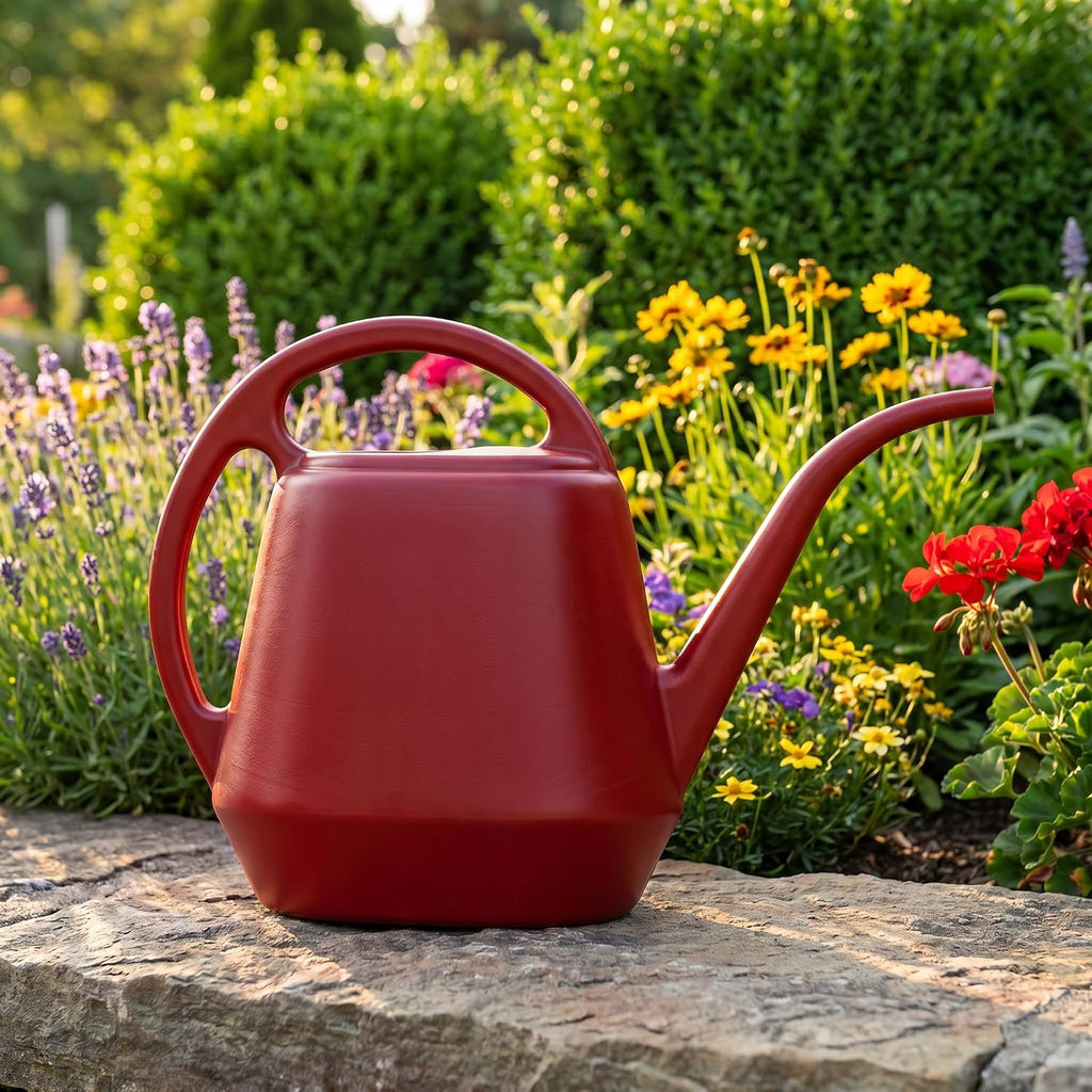 Fasmov Plastic Watering Can, Burnt Red, 1-Gallon