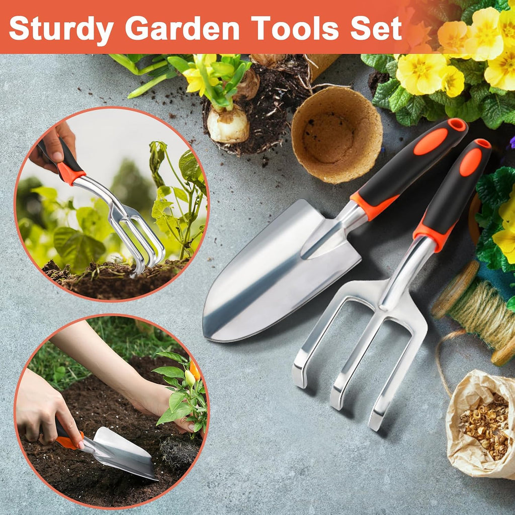 Garden Tool Set, 2 Pack Gardening Tools Set Garden Shovel and Hand Rake