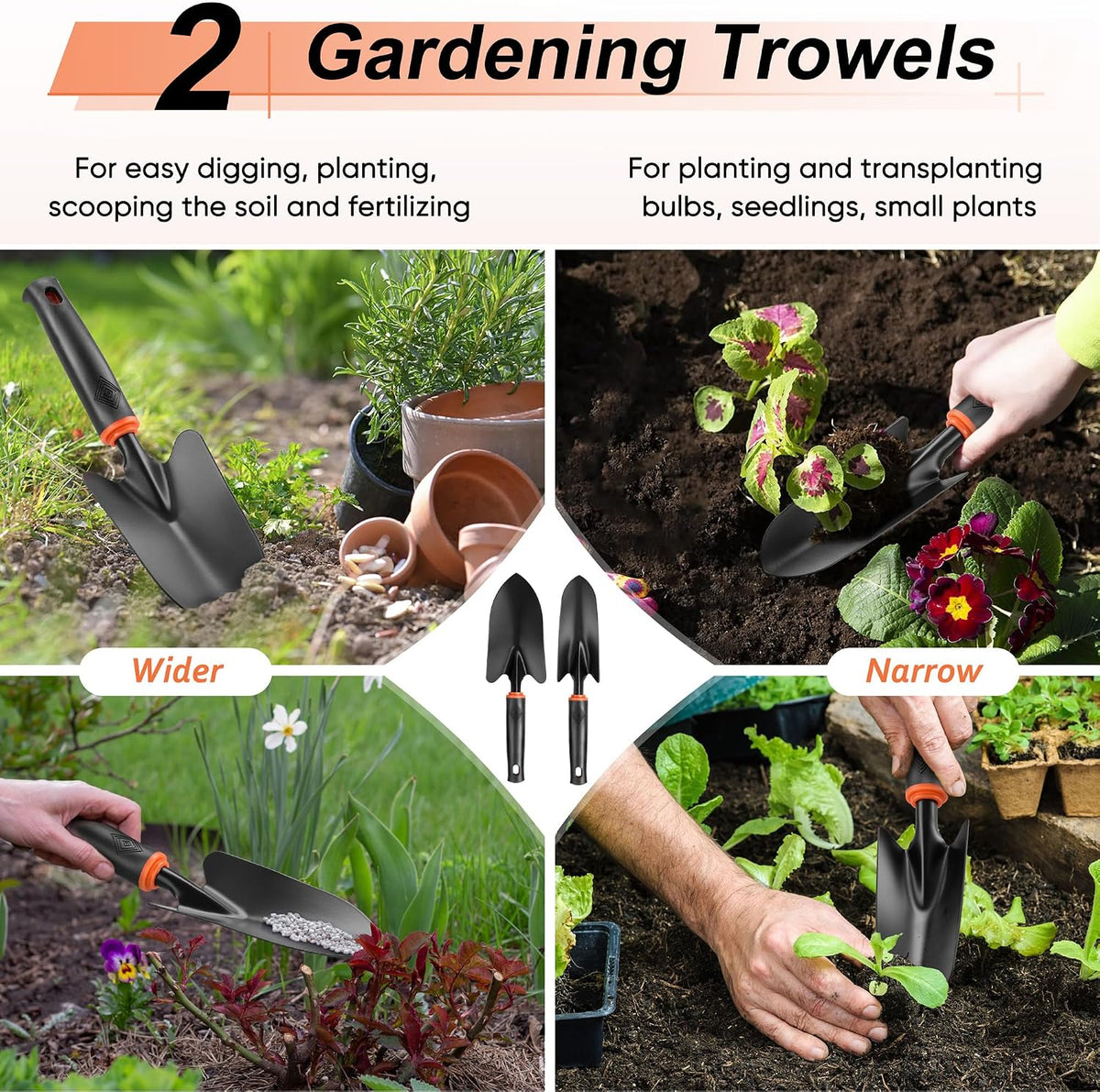 HaSteeL Garden Tools Set, 11 Pcs Gardening Supplies Hand Tool Kit for Women Men Gardeners, Include Tote Bag, Reportting Mat, Transplant Trowel, Rake, Pruner for Outdoors