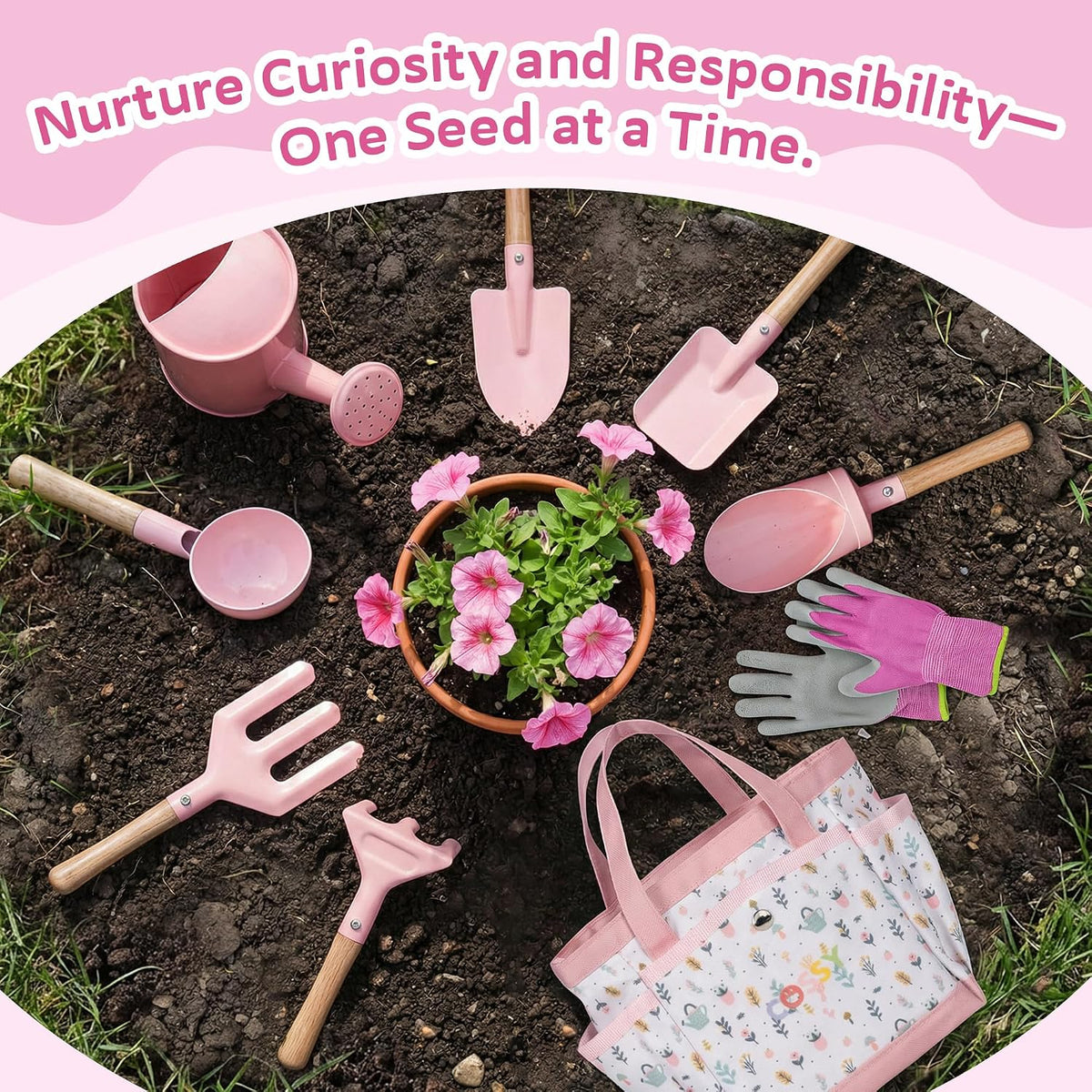Cossy 13 PCS Kids Gardening Set,Garden Tool Kit for Kids and Toddlers