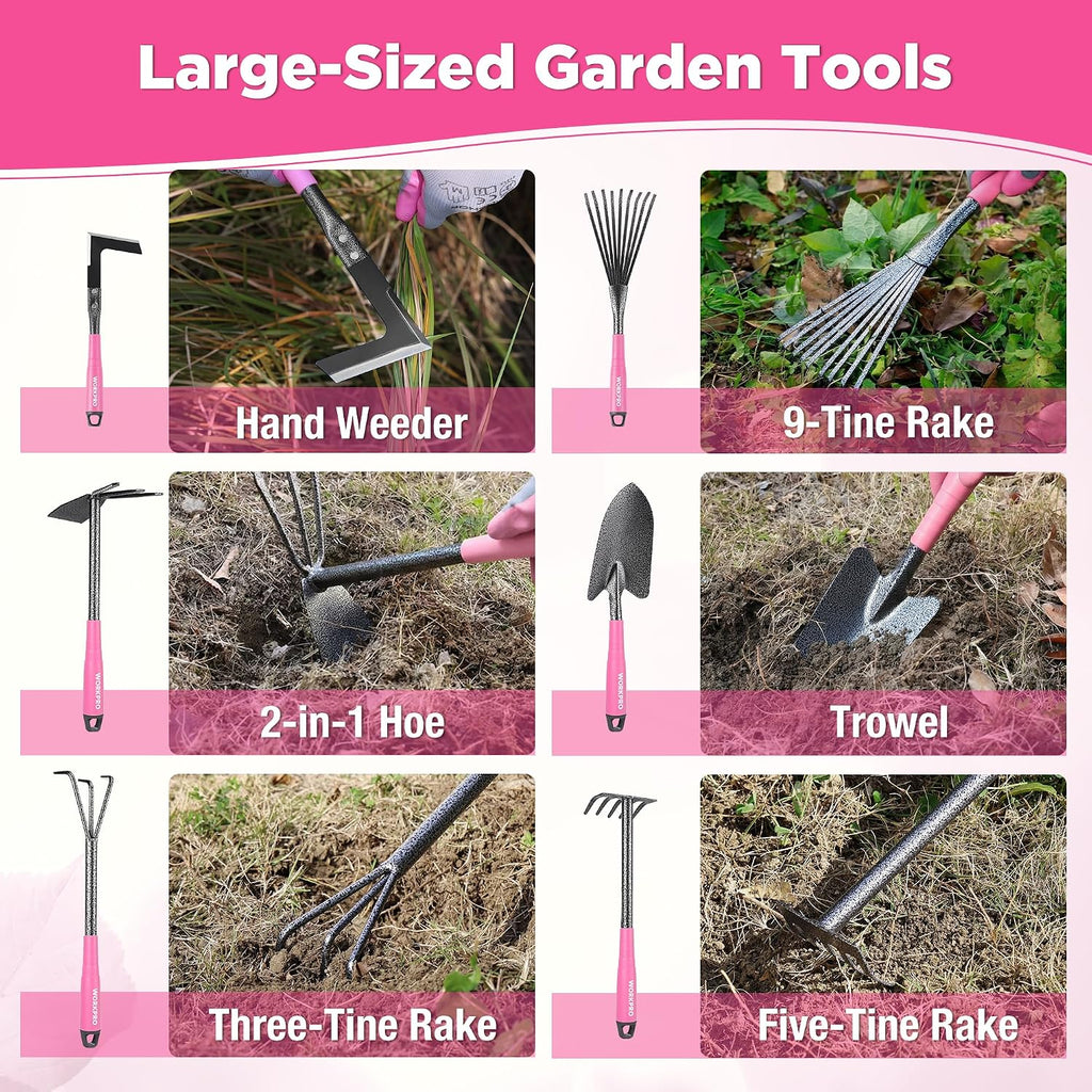 WORKPRO 6-Piece Pink Garden Tool Set